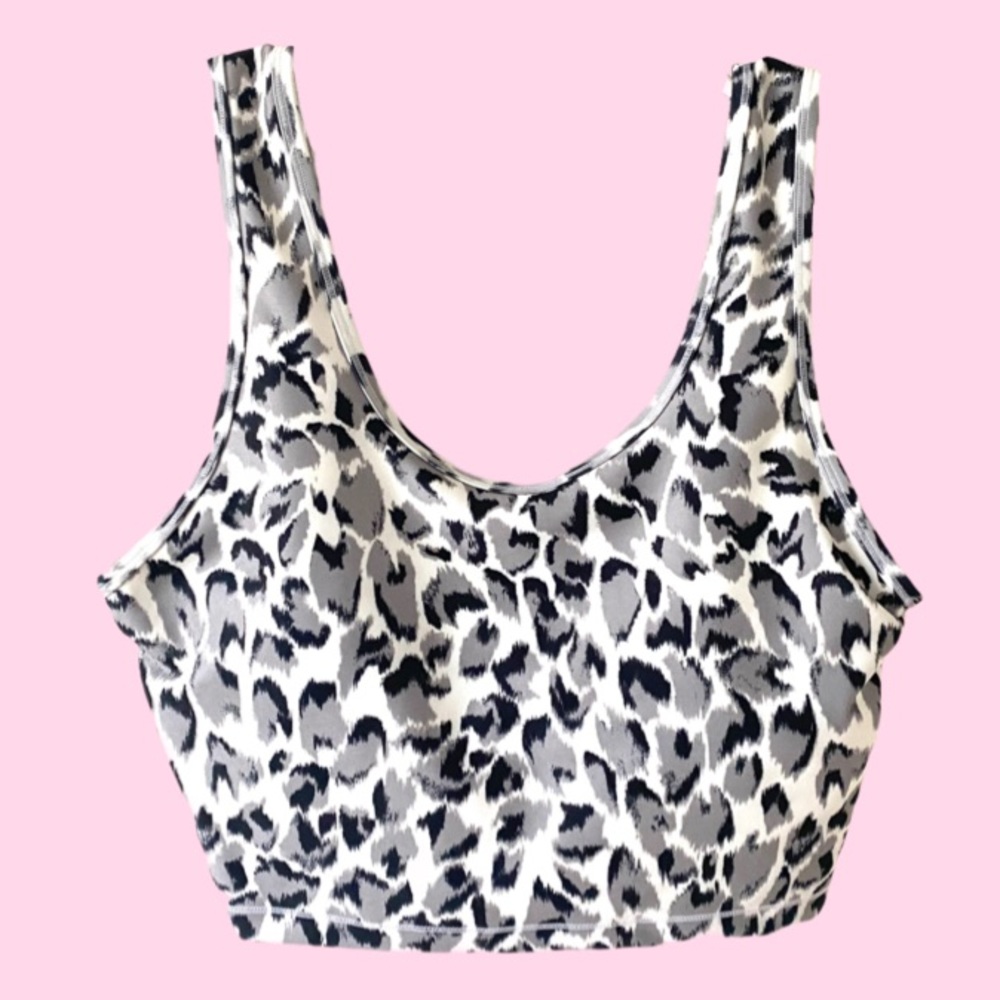 Marika grey and black cheetah print sports bra